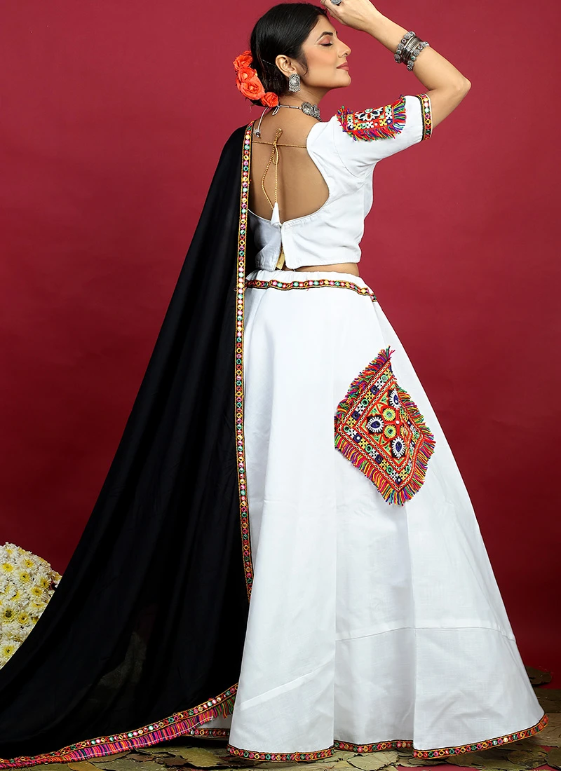 White Blended Kutch N Mirror Work Chaniya Choli Festive Wear 4 White Blended Kutch N Mirror Work Chaniya Choli Festive Wear - Image 4