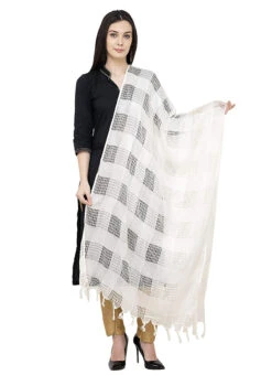 White Cotton Weaving Work Dupatta Work Wear -Deals Chic Lehenga Store white cotton weaving work dupatta dpdmimfd098 u