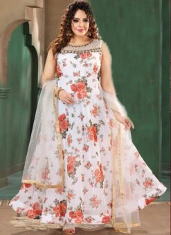 White Faux Georgette Embroidered Gown Party Wear 6 White Faux Georgette Embroidered Gown Party Wear -Deals Chic Lehenga Store white faux georgette embroidered gown bgwrmnf822w u