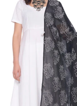 White N Black Plain Abaya Style Anarkali Suit Party Wear