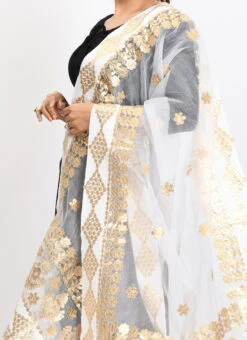 White Organza Cotton Gota Work Dupatta Work Wear