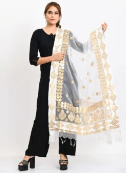 White Organza Cotton Gota Work Dupatta Work Wear -Deals Chic Lehenga Store white organza cotton gota work dupatta dpdmimfd104 u