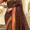 Wine Katan Silk Weaving Work Saree Festive Wear