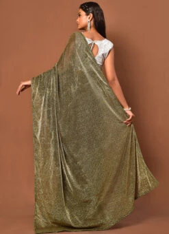 Woven Mehendi Green Color Net Saree Party Wear -Deals Chic Lehenga Store woven mehendi green color net saree sakhnvf102 b