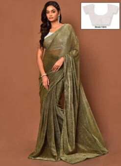Woven Mehendi Green Color Net Saree Party Wear -Deals Chic Lehenga Store woven mehendi green color net saree sakhnvf102 u