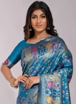 Woven Work Teal Blue Color Banarasi Silk Saree Festive Wear 7 Woven Work Teal Blue Color Banarasi Silk Saree Festive Wear -Deals Chic Lehenga Store woven work teal blue color banarasi silk saree sasli1818354 b