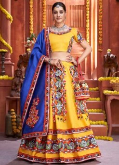 Yellow Art Silk Embroidery With Mirror Work Chaniya Choli Festive Wear -Deals Chic Lehenga Store yellow art silk embroidery with mirror work chaniya choli ghska46587012 u