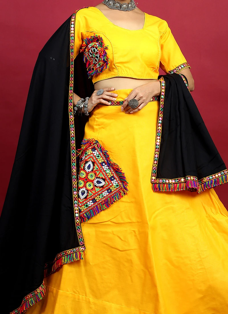 Yellow Blended Kutch N Mirror Work Chaniya Choli Festive Wear 1 Yellow Blended Kutch N Mirror Work Chaniya Choli Festive Wear
