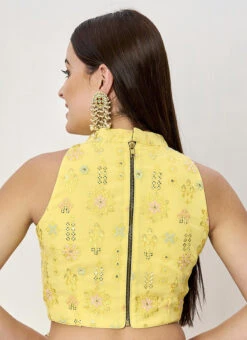 Yellow Embroidered Blouse Festive Wear -Deals Chic Lehenga Store yellow embroidered blouse BLBS02307620 b