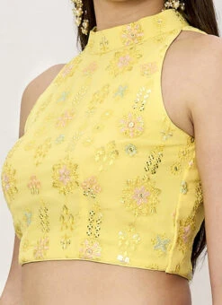 Yellow Embroidered Blouse Festive Wear
