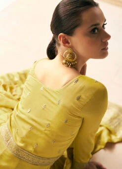 Yellow Embroidery Sequins Silk Anarkali Festive Wear -Deals Chic Lehenga Store yellow embroidery sequins silk anarkali slska45279638 b