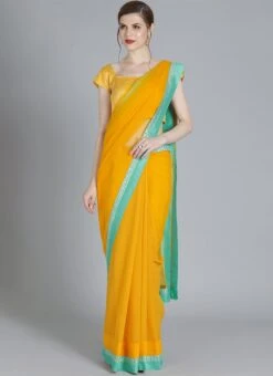 Yellow N Turquoise Contrast Half N Half Saree Festive Wear -Deals Chic Lehenga Store yellow n turquoise contrast half n half saree SABS01910284 u