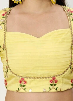 Yellow Organza Embroidered Blouse Festive Wear