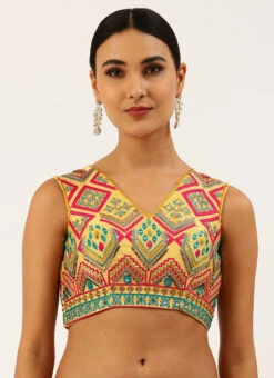 Yellow Silk Embroidery Work Blouse Party Wear -Deals Chic Lehenga Store yellow silk embroidery work blouse blspfb166y u