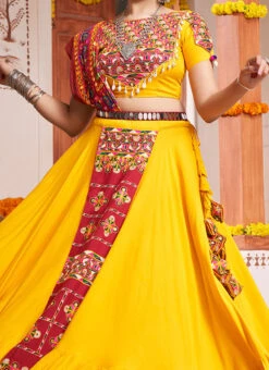 Yellow Viscose Kutch Work Chaniya Choli Festive Wear