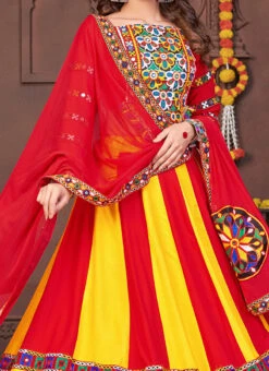 Yellow Rayon Mirror Chaniya Choli Festive Wear