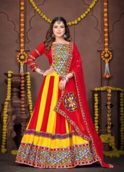 Yellow Rayon Mirror Chaniya Choli Festive Wear -Deals Chic Lehenga Store yellow viscose mirror chaniya choli ghsacw7522 u