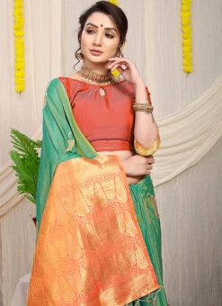 Zari Weaving Work Green Color Soft Patola Silk Saree Party Wear -Deals Chic Lehenga Store zari weaving work green color soft patola silk saree sasom110841 b