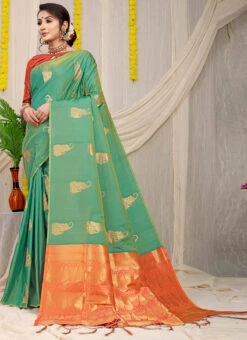 Zari Weaving Work Green Color Soft Patola Silk Saree Party Wear -Deals Chic Lehenga Store zari weaving work green color soft patola silk saree sasom110841 u