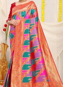 Zari Work Multicolor Patola Silk Saree Party Wear