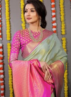 Zari Work Pista Green Color Patola Silk Saree Festive Wear -Deals Chic Lehenga Store zari work pista green color patola silk saree sasom4794 b