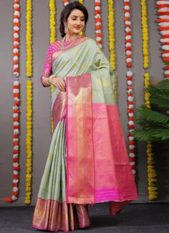 Zari Work Pista Green Color Patola Silk Saree Festive Wear -Deals Chic Lehenga Store zari work pista green color patola silk saree sasom4794 u