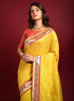 Zari Work Yellow Color Banarasi Silk Saree Festive Wear 7 Zari Work Yellow Color Banarasi Silk Saree Festive Wear -Deals Chic Lehenga Store zari work yellow color banarasi silk saree sasacw3801 b